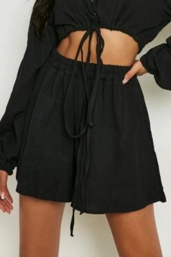 Short Texturé Fluide -FR Chemises Soldes Magasin gzz11528 black xl 3