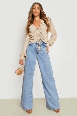 Chemise Texturée à Manches Volumineuses -FR Chemises Soldes Magasin gzz11675 sand xl 2