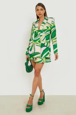 Short Flare Ajusté à Imprimé Abstrait -FR Chemises Soldes Magasin gzz14412 lime xl 2