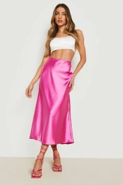 Jupe Longue Satinée Coupe En Biais -FR Chemises Soldes Magasin gzz15411 hot20pink xl 2