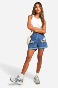 Short En Jean Déchiré -FR Chemises Soldes Magasin gzz15539 dark20wash xl 2