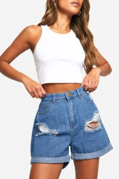 Short En Jean Déchiré -FR Chemises Soldes Magasin gzz15539 dark20wash xl 3