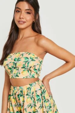 Ensemble à Imprimé Citrons Avec Haut Bandeau Et Short Ample -FR Chemises Soldes Magasin gzz16122 peach xl 3