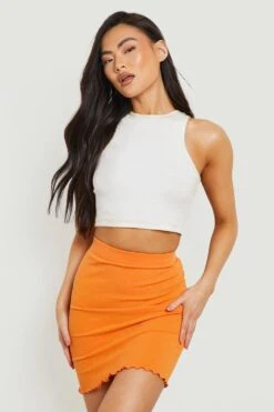 Mini-jupe Côtelée En Coton à Volants 9 Mini-jupe Côtelée En Coton à Volants -FR Chemises Soldes Magasin gzz16431 orange xl 3