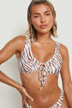 Haut De Maillot à Décolleté Plongeant Et Imprimé Tigre