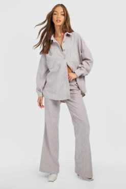 Jean Flare Taille Haute En Velours Côtelé -FR Chemises Soldes Magasin gzz17322 grey xl 2