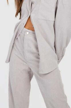 Jean Flare Taille Haute En Velours Côtelé -FR Chemises Soldes Magasin gzz17322 grey xl 3