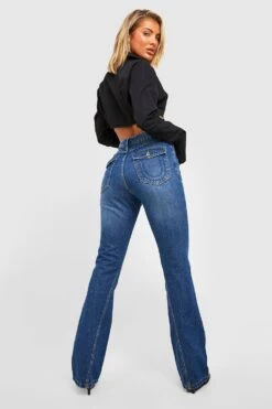 Jean Flare Cargo à Coutures Torsadées