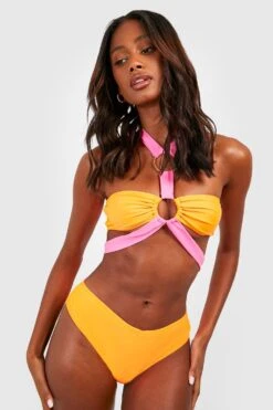 Bikini à Anneau Contrastant -FR Chemises Soldes Magasin gzz17848 pink xl 2