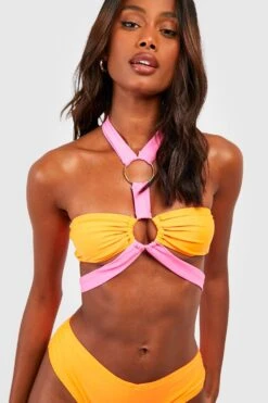 Bikini à Anneau Contrastant -FR Chemises Soldes Magasin gzz17848 pink xl 3