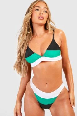 Bikini Color Block Avec Bas Taille Haute 8 Bikini Color Block Avec Bas Taille Haute -FR Chemises Soldes Magasin gzz19206 green xl 2