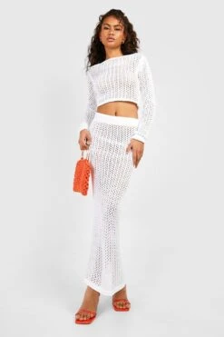 Ensemble En Crochet Avec Jupe Longue -FR Chemises Soldes Magasin gzz20494 white xl 2