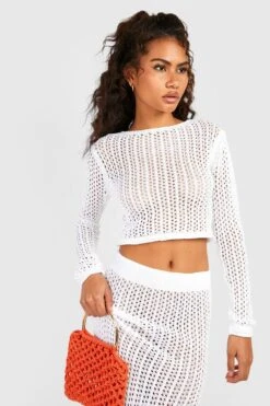 Ensemble En Crochet Avec Jupe Longue -FR Chemises Soldes Magasin gzz20494 white xl 3