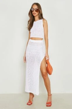 BOOHOO Ensemble En Crochet Avec Jupe Longue 8 BOOHOO Ensemble En Crochet Avec Jupe Longue -FR Chemises Soldes Magasin gzz20566 white xl 2