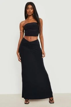 Jupe Longue Froncée Soyeuse 8 Jupe Longue Froncée Soyeuse -FR Chemises Soldes Magasin gzz21184 black xl 2