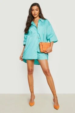 Ensemble En Coton Avec Chemise Oversize Et Short -FR Chemises Soldes Magasin gzz21470 mint xl 2