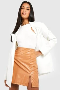 Mini-jupe En Similicuir à Fente