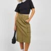 Jupe Mi-longue Cargo à Poches -FR Chemises Soldes Magasin gzz23087 khaki xl