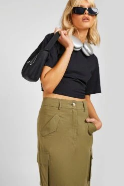 Jupe Mi-longue Cargo à Poches 9 Jupe Mi-longue Cargo à Poches -FR Chemises Soldes Magasin gzz23087 khaki xl 3