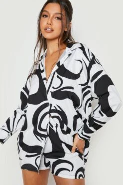 Ensemble à Imprimé Abstrait Avec Chemise Et Short -FR Chemises Soldes Magasin gzz23119 black xl 2