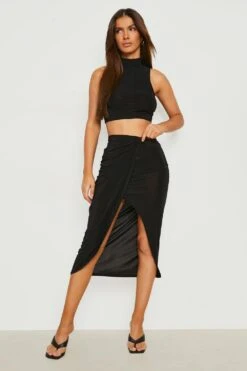 Ensemble Avec Top à Dos Nageur Et Jupe Mi-longue -FR Chemises Soldes Magasin gzz24268 black xl 2