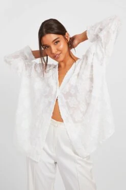 BOOHOO Chemise Ample Texturée -FR Chemises Soldes Magasin gzz24798 cream xl 2