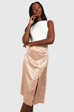 Jupe Mi-longue Satinée Boutonnée -FR Chemises Soldes Magasin gzz25791 tan xl 2