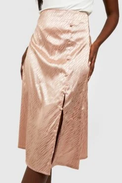 Jupe Mi-longue Satinée Boutonnée -FR Chemises Soldes Magasin gzz25791 tan xl 3