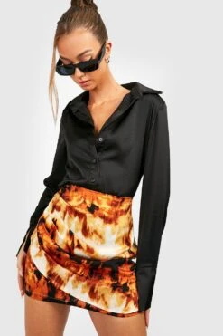 Mini-jupe Plissée à Imprimé Marbre