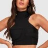 Crop Top Bandage Premium à Col Montant -FR Chemises Soldes Magasin gzz26593 black xl