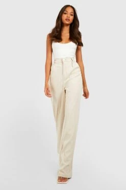 Jean Large Taille Haute En Velours Côtelé -FR Chemises Soldes Magasin gzz28981 taupe xl 2