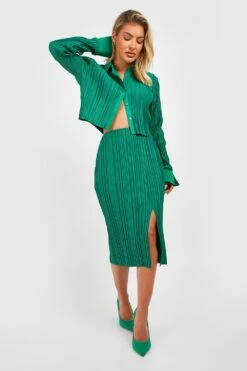 Jupe Longue Plissée Fendue -FR Chemises Soldes Magasin gzz29061 bright20green xl 2