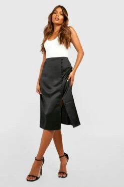 Jupe Mi-longue Satinée -FR Chemises Soldes Magasin gzz29701 black xl 2