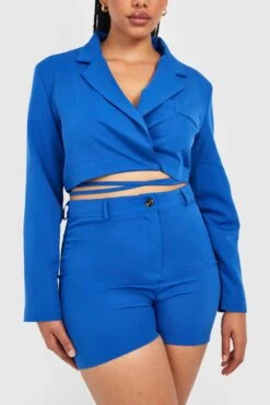 Grande Taille - Short Habillé Tissé -FR Chemises Soldes Magasin gzz30547 blue xl 3