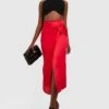 Jupe Longue Fendue Satinée Nouée 1 Jupe Longue Fendue Satinée Nouée -FR Chemises Soldes Magasin gzz30868 red xl