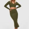 Ensemble Côtelé Avec Crop Top Et Jupe Longue -FR Chemises Soldes Magasin gzz30979 olive xl