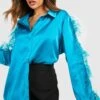 Chemise Satinée à Plumes -FR Chemises Soldes Magasin gzz31433 blue xl