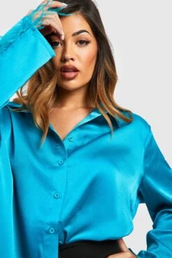 Chemise Satinée à Plumes -FR Chemises Soldes Magasin gzz31433 blue xl 3