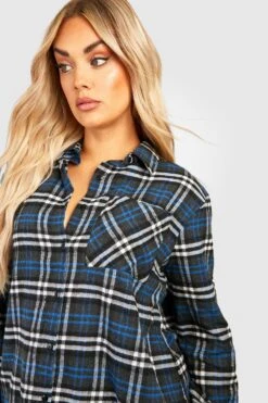 Grande Taille - Chemise Oversize à Carreaux -FR Chemises Soldes Magasin gzz31862 blue xl 3
