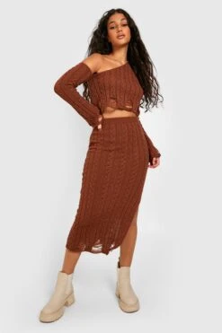 Ensemble En Maille à Déchirures Avec Crop Top Et Jupe 8 Ensemble En Maille à Déchirures Avec Crop Top Et Jupe -FR Chemises Soldes Magasin gzz32085 terracotta xl 2