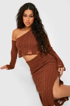Ensemble En Maille à Déchirures Avec Crop Top Et Jupe 9 Ensemble En Maille à Déchirures Avec Crop Top Et Jupe -FR Chemises Soldes Magasin gzz32085 terracotta xl 3