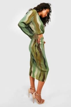 Jupe Mi-longue Plissée à Imprimé Marbre -FR Chemises Soldes Magasin gzz33285 green xl 1