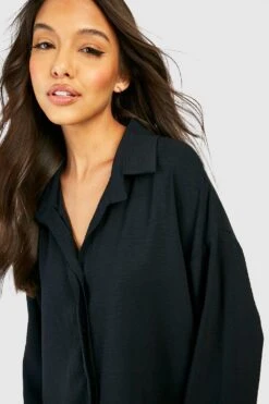 Chemise Ample Martelée à Nouer -FR Chemises Soldes Magasin gzz33314 black xl 3