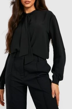Blouse à Nœud Lavallière -FR Chemises Soldes Magasin gzz33444 black xl 3