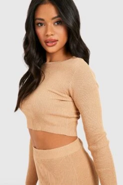 Ensemble Côtelé Avec Pull Et Jupe Longue -FR Chemises Soldes Magasin gzz37243 camel xl 3