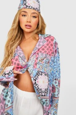 Ensemble à Imprimé Cachemire Avec Chemise Et Foulard -FR Chemises Soldes Magasin gzz37593 blue xl 2