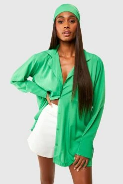 Ensemble Avec Chemise Oversize Et Foulard -FR Chemises Soldes Magasin gzz37599 green xl 2