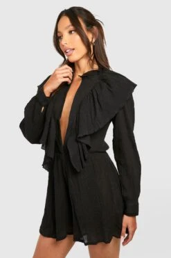 Tall - Combishort En Mousseline De Soie à Volants -FR Chemises Soldes Magasin gzz37637 black xl 2