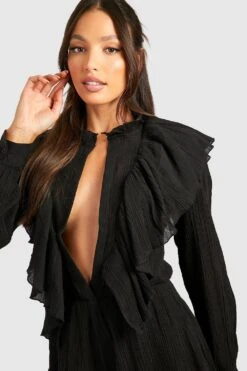 Tall - Combishort En Mousseline De Soie à Volants -FR Chemises Soldes Magasin gzz37637 black xl 3