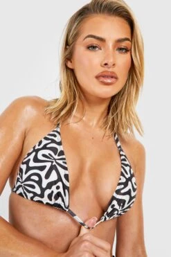 Haut De Maillot Triangle à Imprimé Géométrique -FR Chemises Soldes Magasin gzz38774 black xl 3